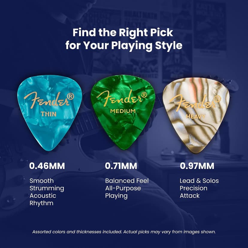 Fender Premium Picks Sampler - 12 Pack Includes Thin, Medium & Heavy Gauges (Austin Bazaar Exclusive) B07ZRYKNGS
