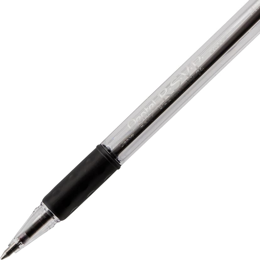 Pentel RSVP Ballpoint Pen, (0.7mm), Fine Line, Black Ink, Pack of 5 (BK90PF5A)