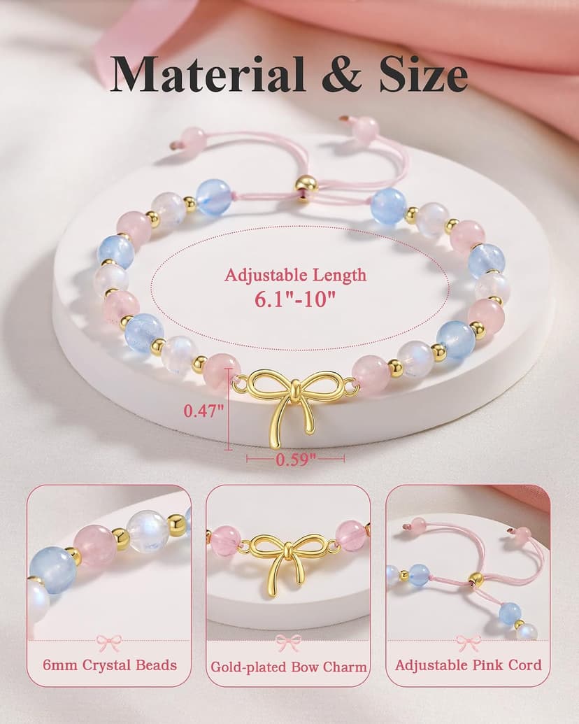 UPROMI 8/9/10 Year Old Girl Birthday Gifts - Bow Crystal Bracelet B0HD6CWC7K