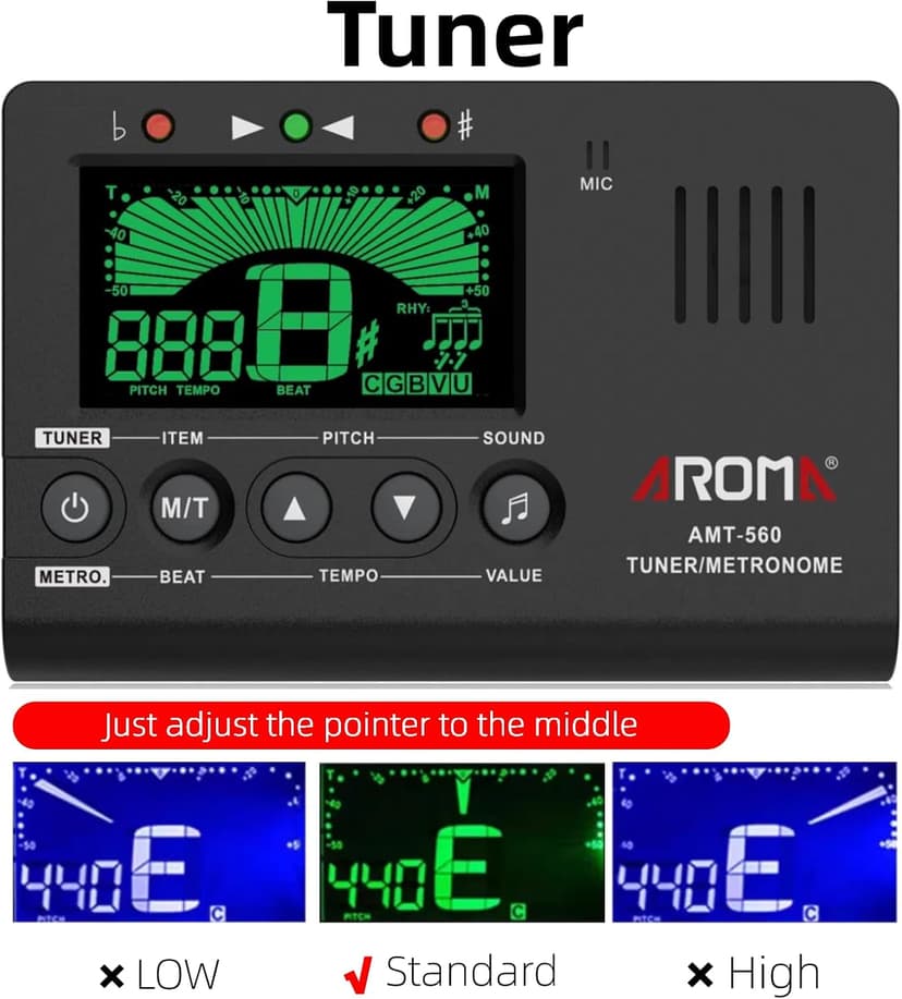 Ulumac Aroma 3 in 1 Digital Metronome Tuner for All Instruments - Guitar, Piano, Violin, Bass, Ukulele, Trumpet, Flute, Clarinet - Accurate Chromatic Tuner, Metronome, Tone Generator, Easy Operation