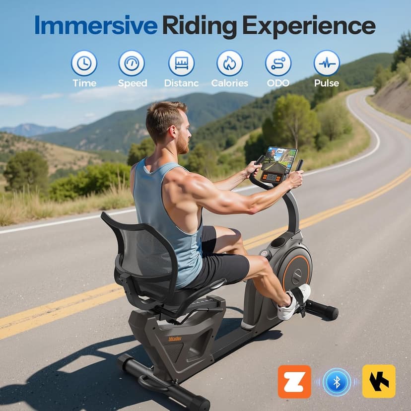 Niceday Recumbent Exercise Bike, Recumbent Bike for Home, Recumbent Stationary Bike 400LBS Weight Capacity, Magnetic Recumbent Bike with Smart APP, LCD Monitor, Heart Rate Handle