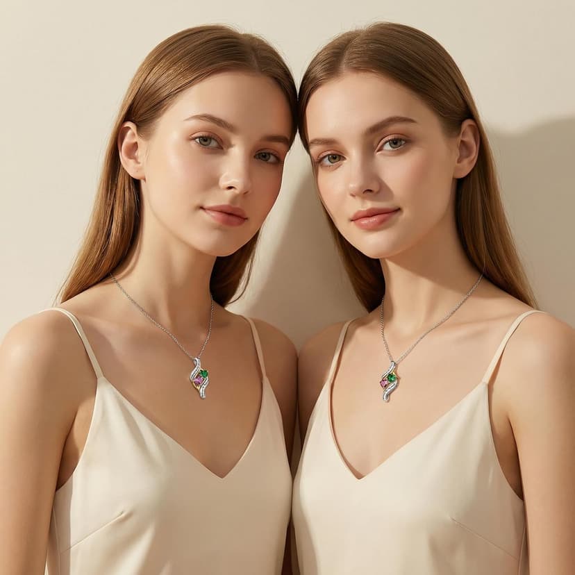Engraved with "Always My Sisters Forever My Friend". Ideal Christmas, Birthday, Anniversary Jewelry Gifts for Sister. CRMAD Sister Necklace with Double Birthstone Jewelry Gifts for Women B0GGYWRP7M