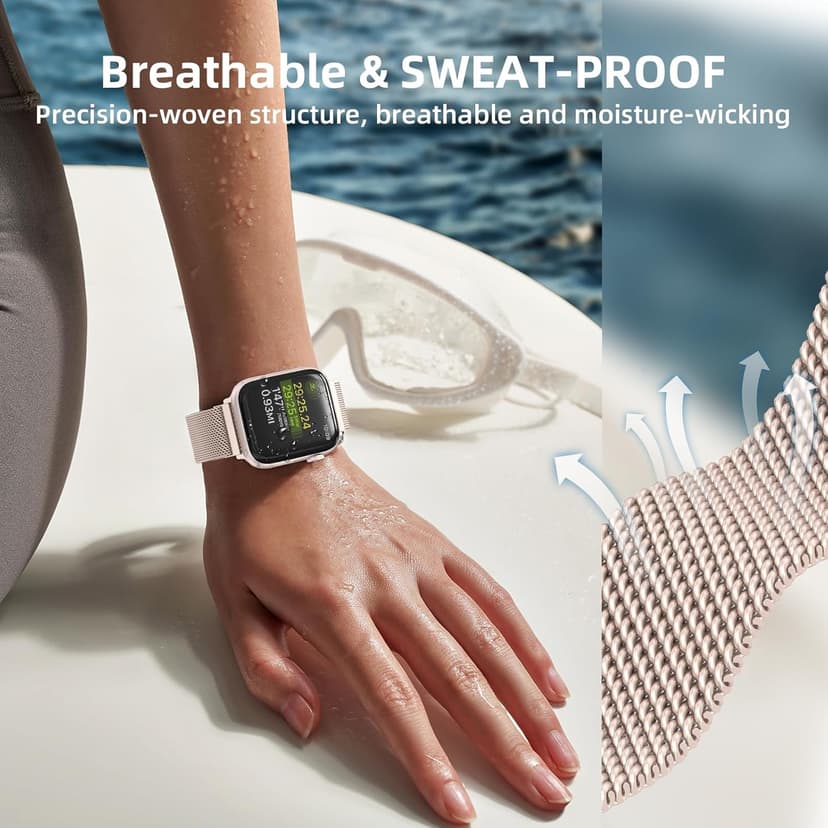 Original Stainless Steel Mesh Loop Compatible with Apple Watch 38mm 40mm 41mm 42mm 44mm 45mm 46mm 49mm Women Men, Magnetic Clasp Replacement for iWatch Bands Series 11 10 9 8 7 6 5 4 Ultra SE 3 2 1