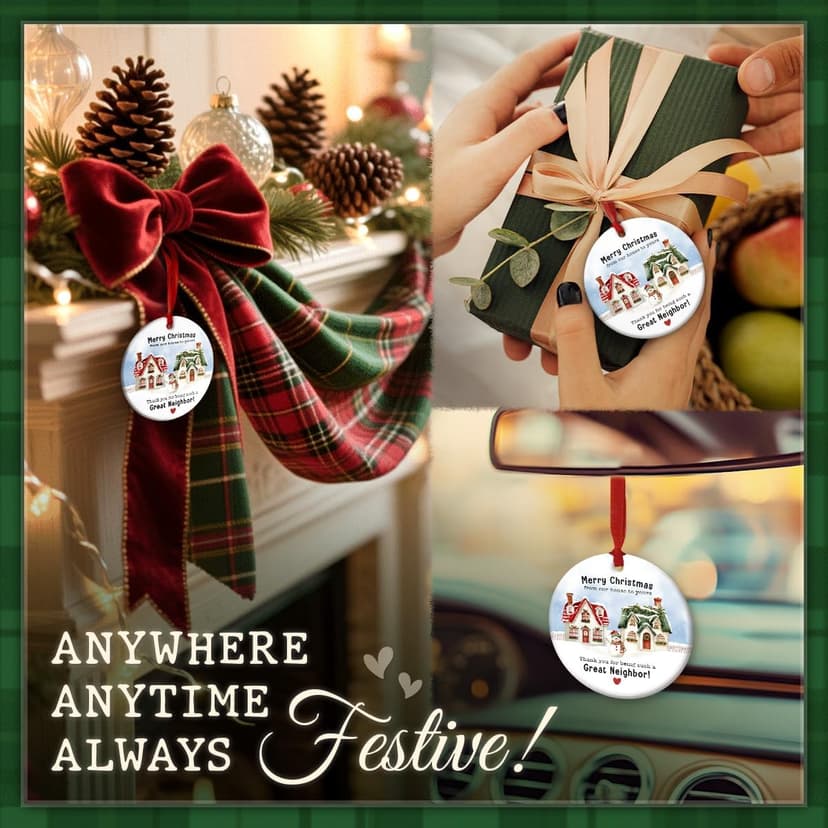 Neighbor Christmas Ornament 2025 - Thoughtful for Neighbors, Meaningful Keepsake Tree Decoration, Thank You Xmas Ornament, Unique Neighbor Gift Idea for Home Décor