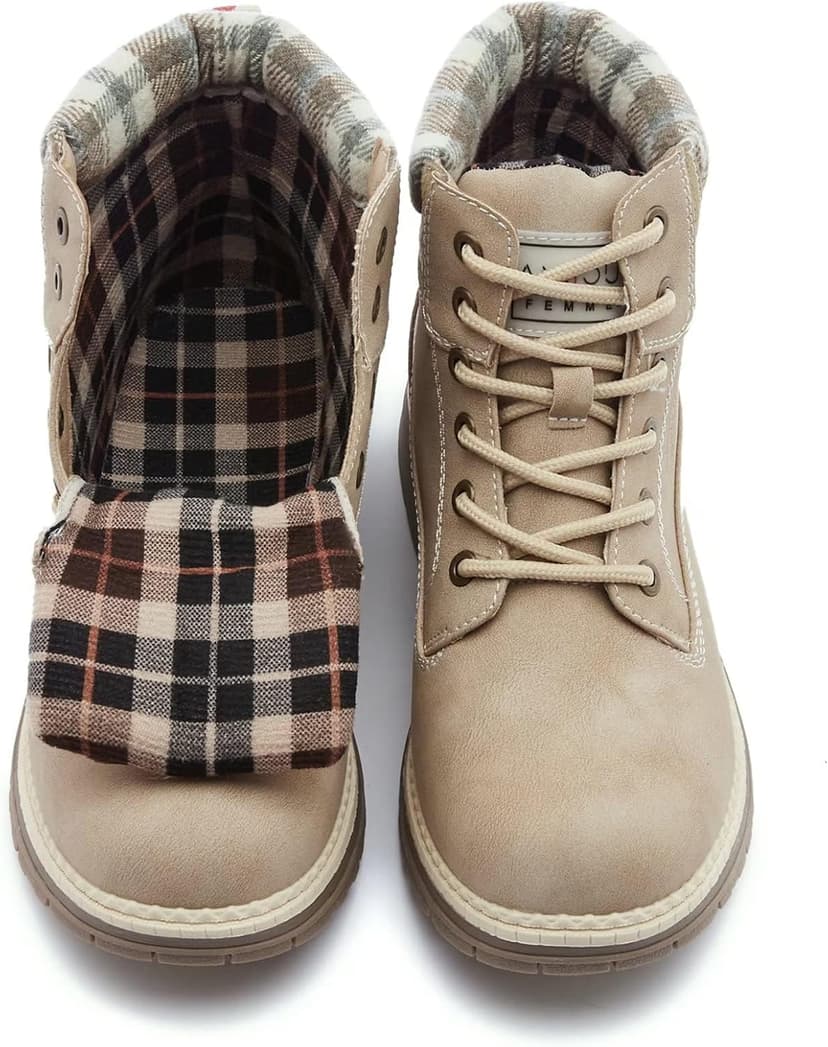 ANJOUFEMME Work Hiking Boots for Women Waterproof - Womens Outdoor Ankle Boots Lightweight Snow Winter Boots for Trekking Walking