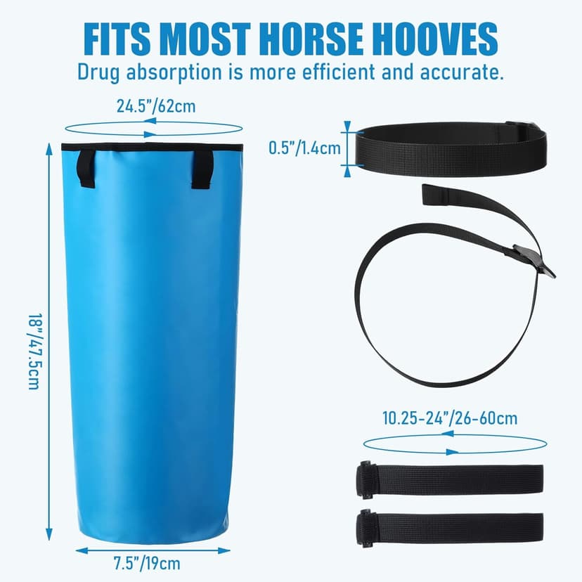 SilTriangle 4 Pcs Easy Use Hoof Soaking Boot for Horse Soaker Bag, Hoof Care Treatment Bucket with EVA Pad and Elastic Band, 2 Pairs Horse Soaker Bag for Common Equine Hooves Ailment Problem