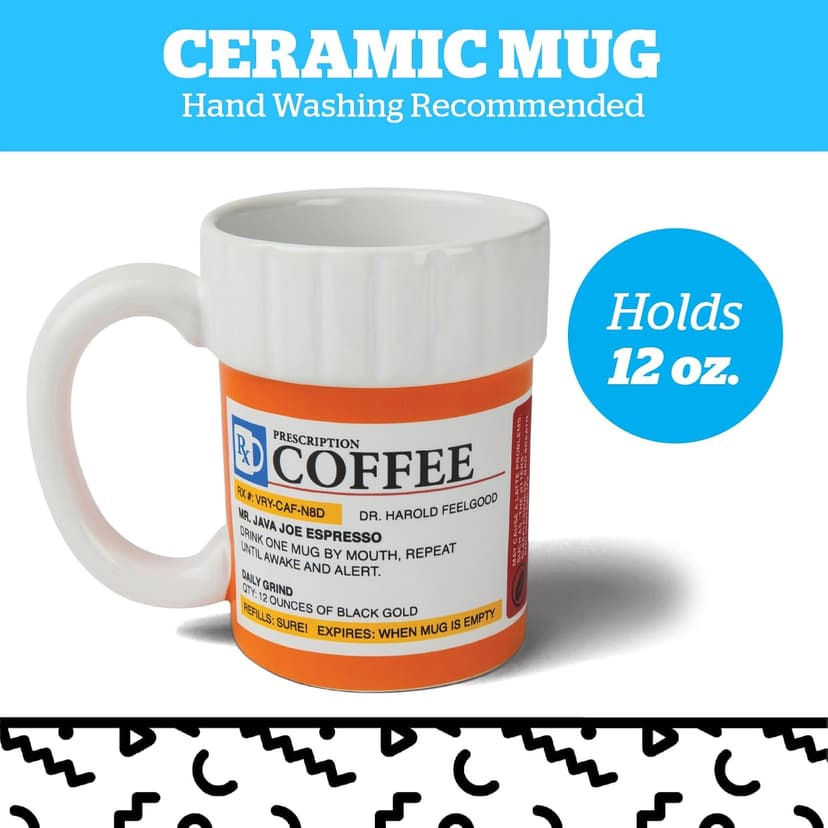 BigMouth Inc. Prescription Coffee Mug - Large Funny Prescription Coffee Cup - Unique Pharmacy Gifts - Hilarious Novelty and Gag Gifts for Doctor - Dishwasher-Safe Ceramic Pill Bottle Coffee Cup - 12oz B0085MQPSG
