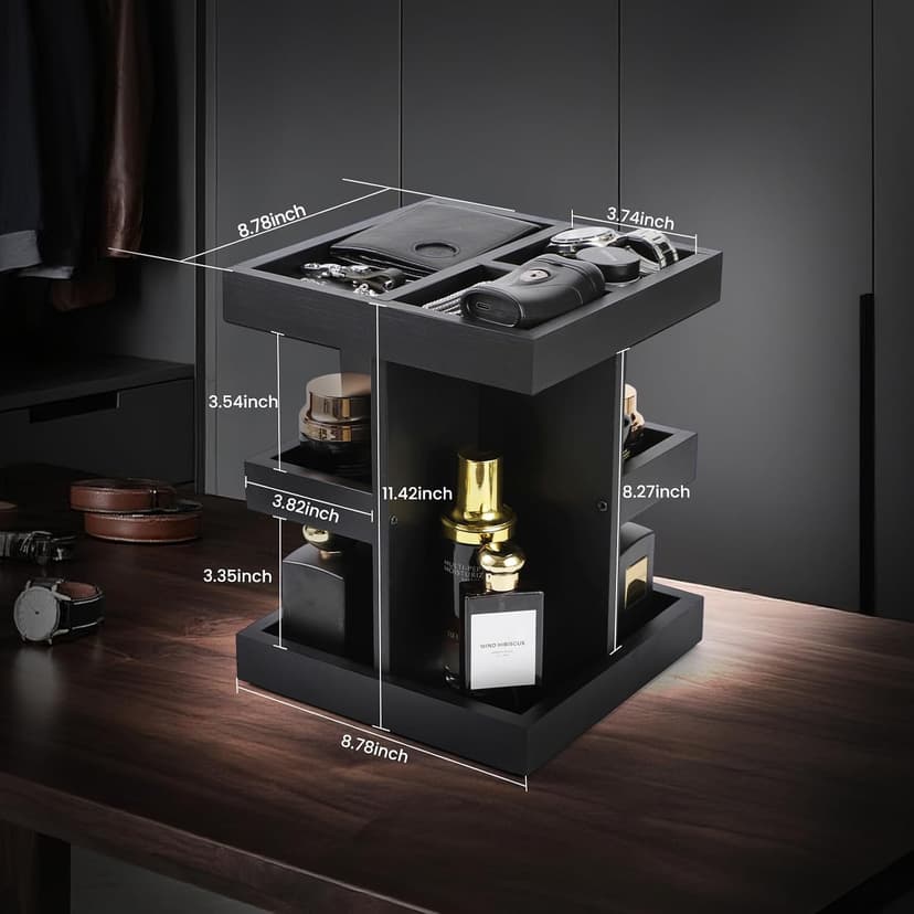 Wooden,Rotating,Perfume Organizer,Anniversary Idea for Husband,Mens Organizer,for Boyfriend,Brother,Dad Birthday Gift for Him EXIN DECHEN Cologne Organizer for Men,Cologne Stand,Birthday Gifts for Men B0F18ZM7JL