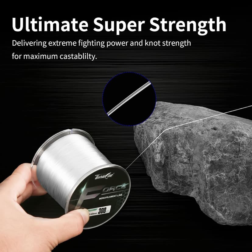 ThornsLine Force Monofilament Fishing Line, Heavy Duty Strong Mono Fishing Wire, Clear Nylon Leader Line