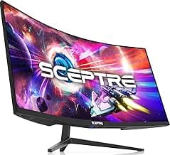 Sceptre 34-Inch Curved Ultrawide WQHD Monitor (3440 × 1440), R1500, up to 180Hz/165Hz, DisplayPort x2, 99% sRGB, 1ms, Built-in Speakers, Machine Black, 2025 (C345B-QUT168)