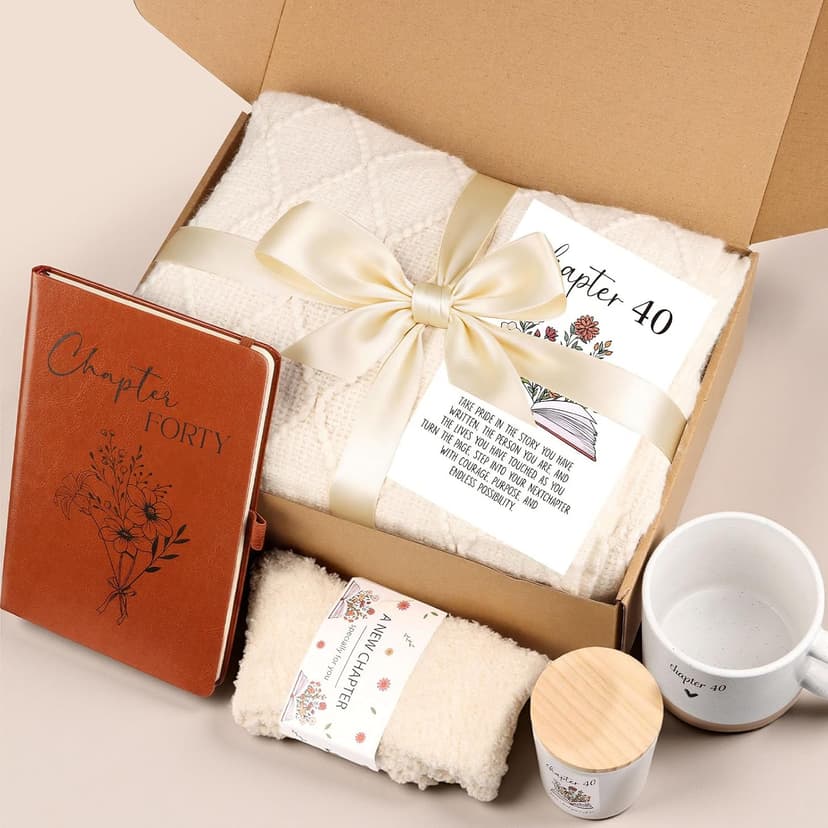 40th Birthday Gifts Women, Unique Chapter 40 Year Old Birthday Gifts for Women Happy 40th Bday Gift Basket for Her Turning 40 Year Old Gift Box Ideas for Her Wife Mom Daughter Sister Friend Coworker B0G1Y8DNY3