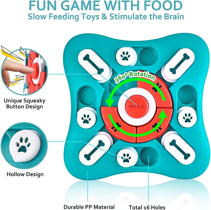 PETSTA Dog Puzzle Toys, Treat Dispensing Dog Enrichment Toys for IQ Training and Brain Stimulation, Interactive Mentally Stimulating Toys as Gifts for Puppies, Cats, Dogs B09XXPCB4T