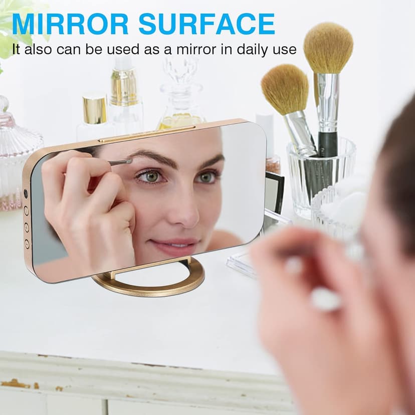 Sukeen Digital Alarm Clock,6" Large LED Display with Dual USB Charger Ports | Auto Dimmer Mode | Easy Snooze Function, Modern Mirror Desk Wall Clock for Bedroom Home Office for All People (Gold)