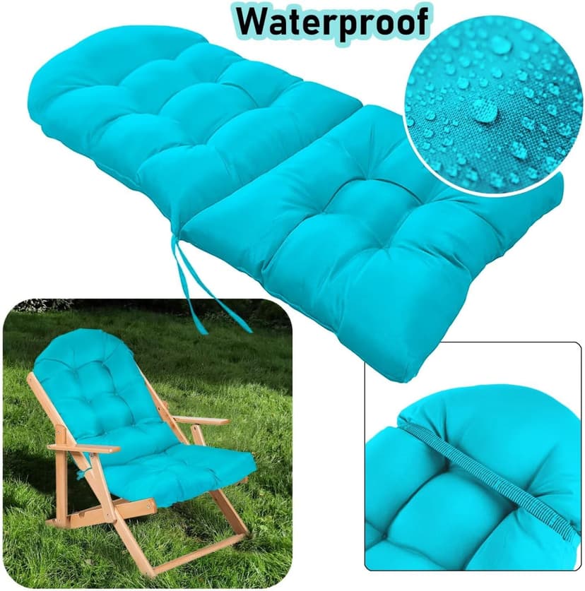 Yddsky Adirondack Chair Cushion, Rocking Cushions 44x19.4x4 inch, High Back Patio Recliner Cushion of Upper and Lower with Ties, Sunscreen and Fade-Resistant Turquoise,2