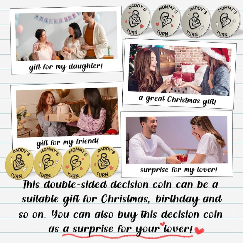 Lovely New Parent Decision Coin as New Parents Gifts for Couples, Double-Sided Coin as New Baby Gifts, Funny Gifts for New Mom Dad