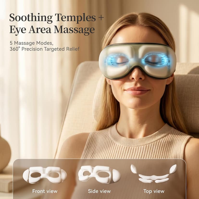 35dB, Lightweight Eye Massager, Gift for Women Husband, for Home, Office, and Travel ReliefRX Ultra-Quiet Eye Massager with Heat and Cooling, Sage Green B0GJ3CPT77