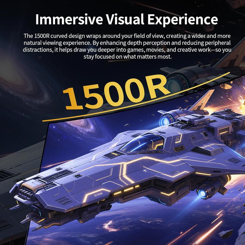 PIJ 32" Curved Gaming Monitor 4K, 160Hz UHD PC Monitor Built-in Speakers, Computer Screen for Home Office Entertainment, DP, HDMI, VA Panel, Compatible with Wall Mounting 75 * 75MM