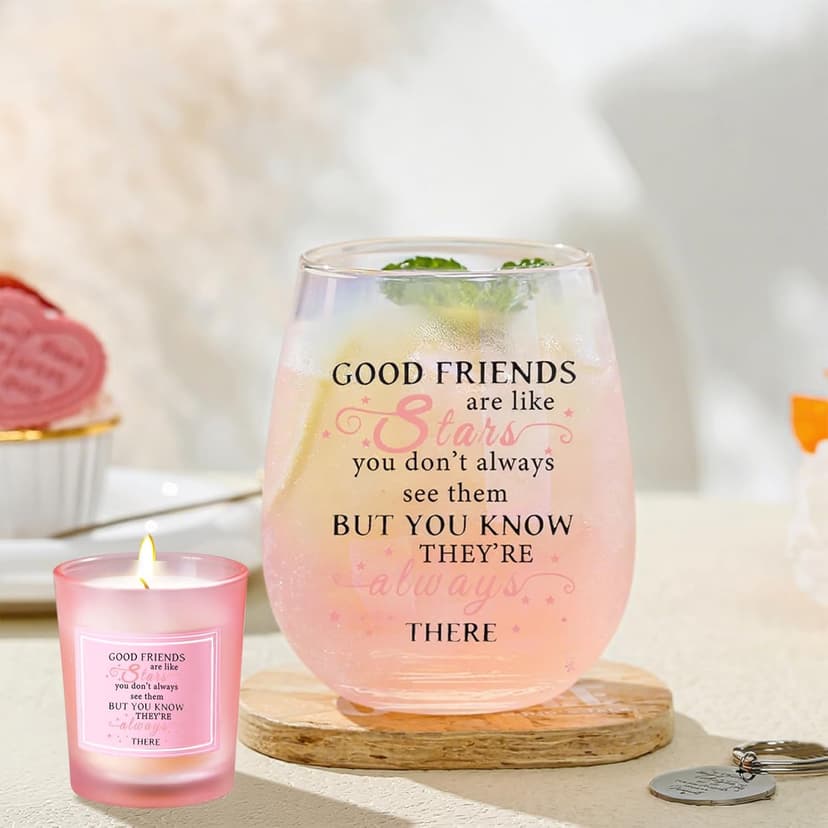 Yalucky Friendship Gifts for Women Wine Glasses Drinking Personalised Birthday Gifts for Friend Men Special Friends Gift Leaving Gift for Her Colleague Best Friend B0C69J45XJ