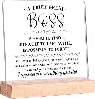 Gifts for Boss Female, Acrylic Plaque Decor Birthday Thank You Gifts for Women Men Office Decor Boss Gifts for Women, 5.5 x 5.9" Acrylic Plaque Gift for Boss Women Man B0H8B3XHLP