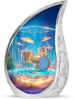 Underwater Drum Burial Urns for Ashes Cremains, Keepsake Funeral Urns for Ashes Adult Male & Female, Blue Cremation Urn for Daughter, Memorial Gifts for Loss of Mom, 3 Inch B0G9TBW455