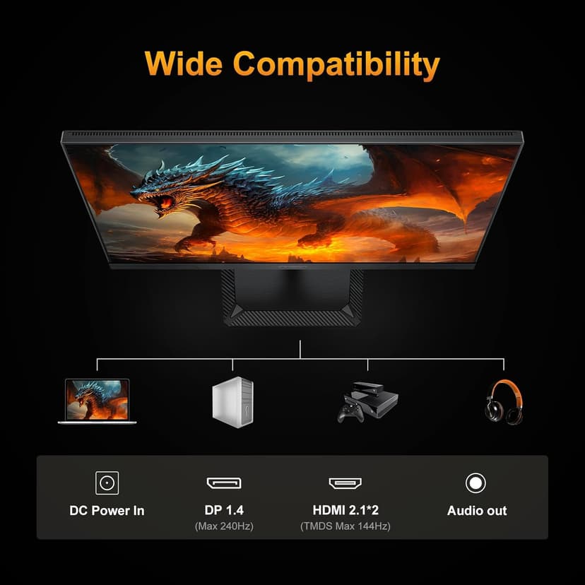 INNOCN 24.5" 2K QHD 2560 x 1440P 240Hz Monitor, Gaming Console Ready, Mini-LED Precisely Local Dimming, Monitor for Mac, HDMI 2.1, DP 1.4, Height Pivot Adjustable Stand, Black - 25M2S