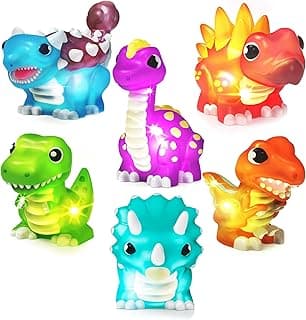 Tub Works® Dinos™ Dinosaur Light Up Bath Toys, 6 Pack | Water-Activated Light Up Toys Flash & Change Color | Easy-Grip Baby & Toddler Bath Toys | Sensory Bath Lights Watertight Bathtub Toys