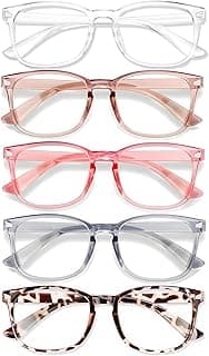 WINTOO Blue Light Glasses for Woman Men | 99% Blue Light Blocking Glasses for Computer Gaming TV Phone Screen Square Frame | Anti Eyestrain & UV Glare Protection - 5 Pair