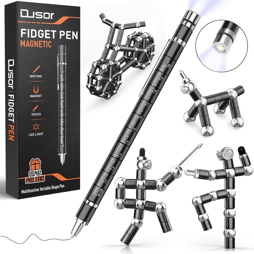 Gifts for Men Fidget Pen, Stocking Stuffers for Teens, White Elephant Gifts for Adults, Anniversary Birthday Gift for Men Him Husband Teenage Boy Brother, Mens Gift for Christmas Multifunction Pen