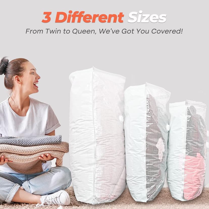 Vacuum Seal Bags for Clothing with Rechargeable Cordless Pump, 12 Pack Compression Packing Bags, Space Saver Storage for Seasonal Clothes Bedding Blanket Pillows Comforters Luggage Travel