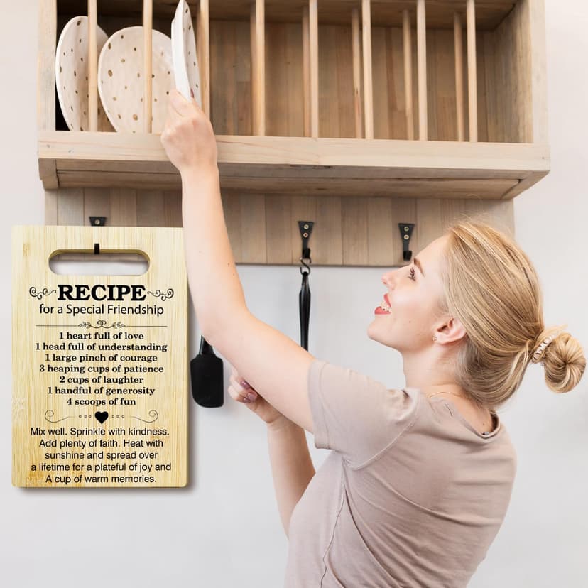 Friend Gifts Kitchen Cutting Board - Recipe For A Special Friendship, Gifts For Thanksgiving Chopping Board, Birthday Gifts For Friends Bestie, Bamboo Cutting Boards For Kitchen Cooking Restaurant