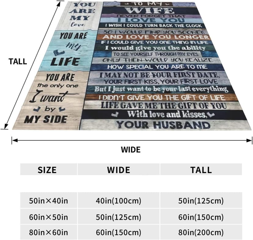 Gifts for Wife to My Wife Blanket for Wife Anniversary Birthday Gifts Christmas Valentine's Mother's Day (50"x40")