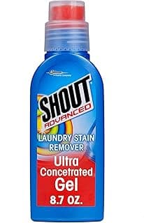 Shout Advanced Stain Remover Gel for Clothes Laundry, Ultra Concentrated Gel with Built-in Scrubber Brush for Deep Set-In stains, 8.7oz