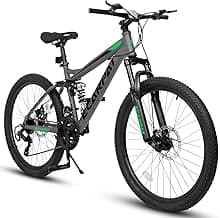 Ecarpat 24/26/27.5 Inch Mountain Bike, Full/Front Suspension Mens Boys Mountain Bike with 21 Speed Steel Frame and Dual Disc Brakes, Adult Sport Bicycle for Trail City Road, Gift Choice