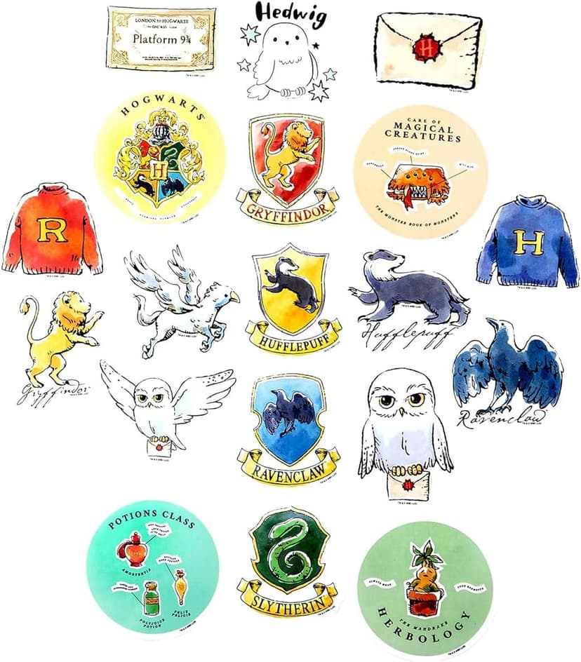 Set of Unique Sticker Decals, 5 Holograms, Waterproof, UV & Scratch Resistant, Great for Gadgets, Officially Licensed 60-Pack Conquest Harry Potter Watercolor Vinyl Stickers B08GNBGSD2