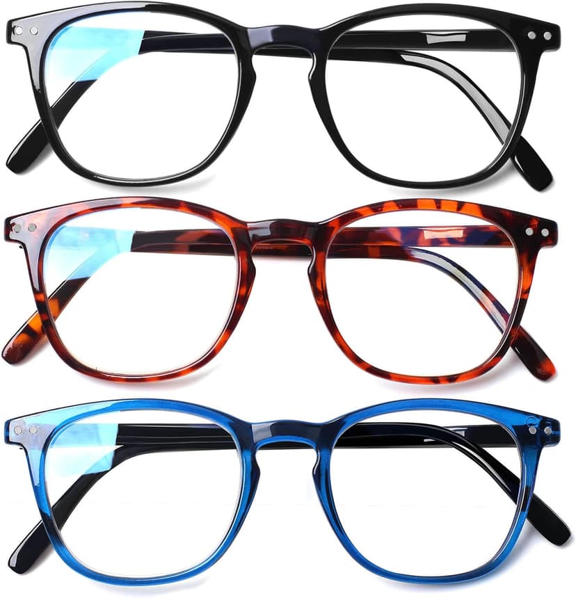 Henotin 3-Pack Blue Light Blocking Reading Glasses,Spring Hinge Computer Readers for Men Women,Anti UV Ray Filter Eyeglasses (3 Mixed Color, 2.75)