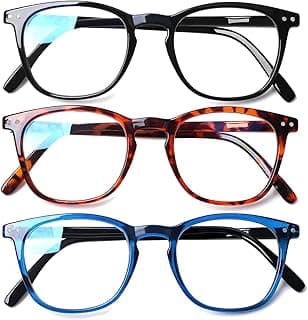 Henotin 3-Pack Blue Light Blocking Reading Glasses,Spring Hinge Computer Readers for Men Women,Anti UV Ray Filter Eyeglasses (3 Mixed Color, 2.75)