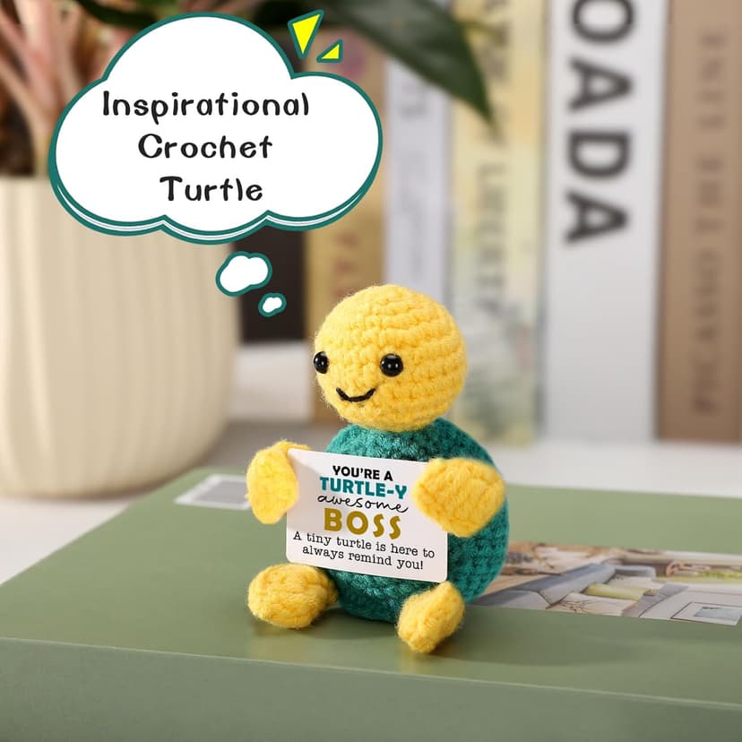 Christmas Boss Gifts, Funny White Elephant Turtle Boss Gifts for Women Men, Boss Lady Female Male from Employee Coworkers Birthday Gift for Supervisor Manager, Cute Handmade Crochet Turtle