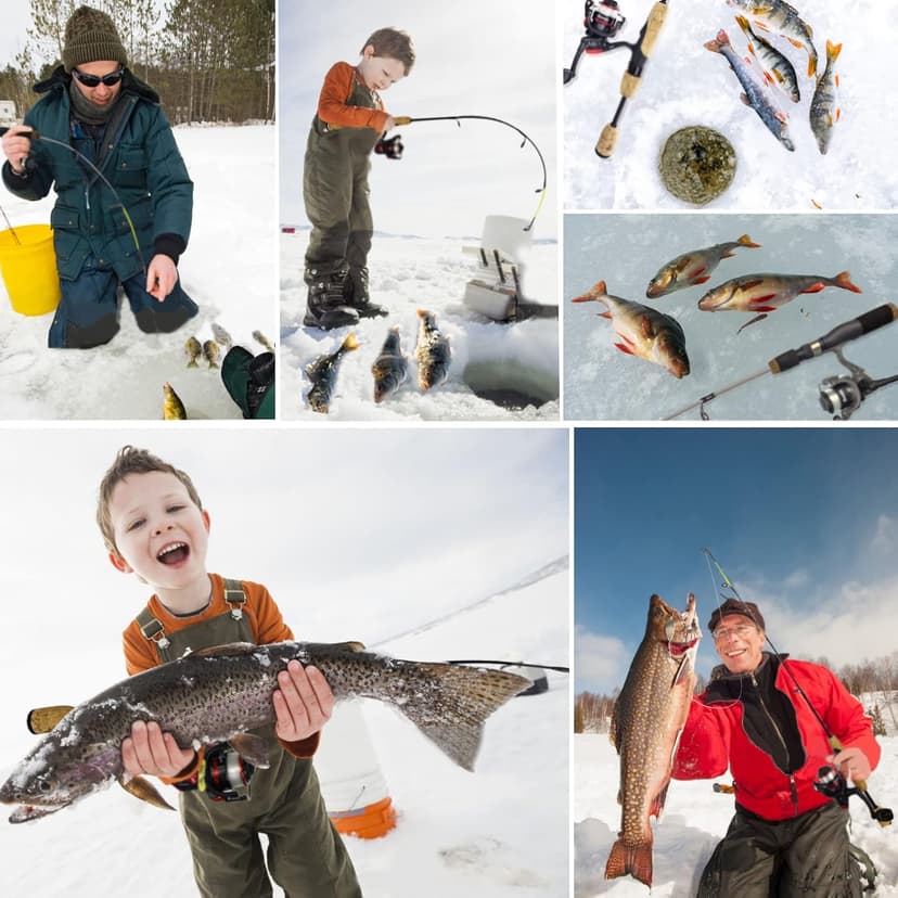 Aventik Ultralight Ice Fishing Rod and Reel Combo 26/28/30/32 inch Medium Light Fast Action Multi-Species Ice Fishing Combos for Walleye Perch Panfish