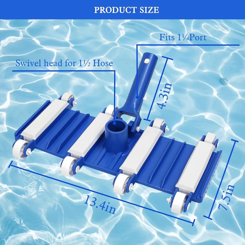 Zhengjiake Pool Vacuum Head with Wheels,14" Heavy Duty Head, Pool Cleaner Vac Head, Flexible Swimming Pool Vacuum Head with Swivel