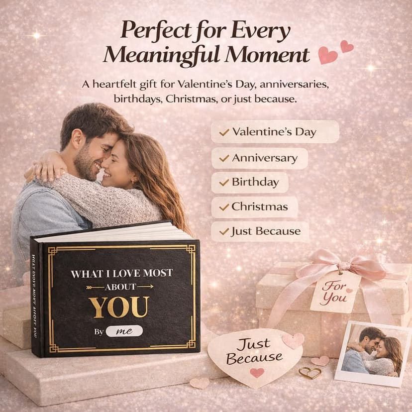 Husband, Girlfriend, Wife, Couples Gifts for Anniversary, Christmas & More - Valentine's Day Gift for Your Loved, 50 Prompt What I Love about You Book: Meaningful Gift for Boyfriend