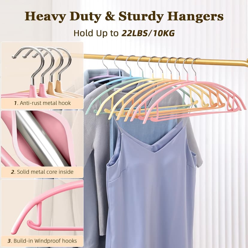 MOPALL Clothes Hangers 28 Pack, Non Slip PVC Coating Metal Sweater Hanger No Shoulder Bump, 16.5 inch Wide Heavy Duty Durable Adult Coat Hanging for Closet, Suit, Dress, Jacket, Pant, Shirt