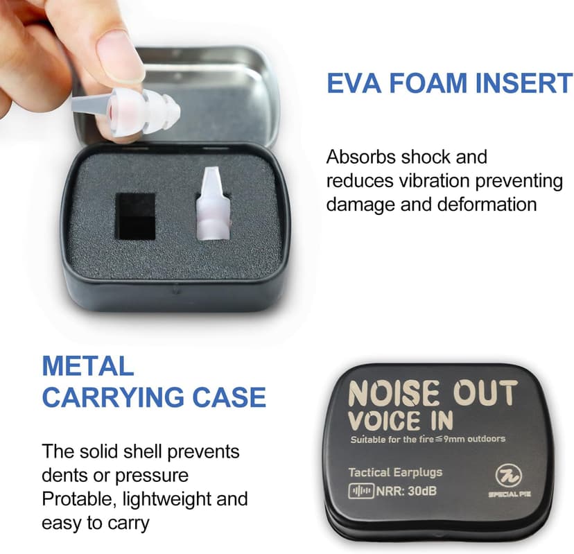 Shooting Earplugs for Pickup Sound, 30 dB NRR Hearing Protection - Silicone & Reusable Ear Plugs for Outdoor Shooting, Firing Range & Hunting, White