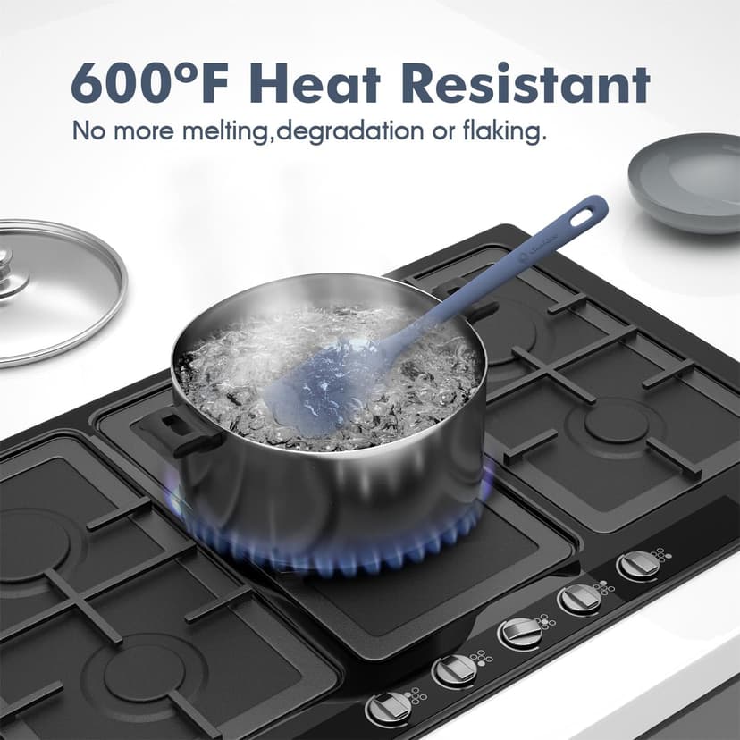 Food Grade Silicone, Heat Resistant Up to 600°F, Upgrade Strong Handle, Safe for Nonstick Cookware,Ideal for Cooking & Baking ChefAide 5 Pieces Silicone Spatulas Set, Heat Resistant Rubber Spatula B0CHGFG64S