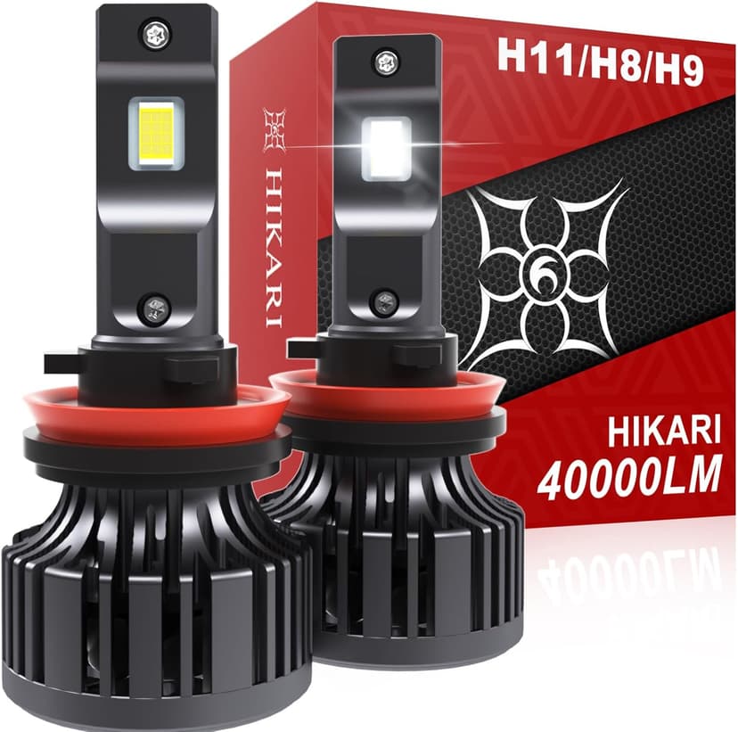 HIKARI WINGS 2026 40000LM H11/H8/H9 LED Bulbs, 45W Upgraded Core Chips, High Lumens Kit, 6000k Cool White, IP68 Waterproof, H16 Foglight