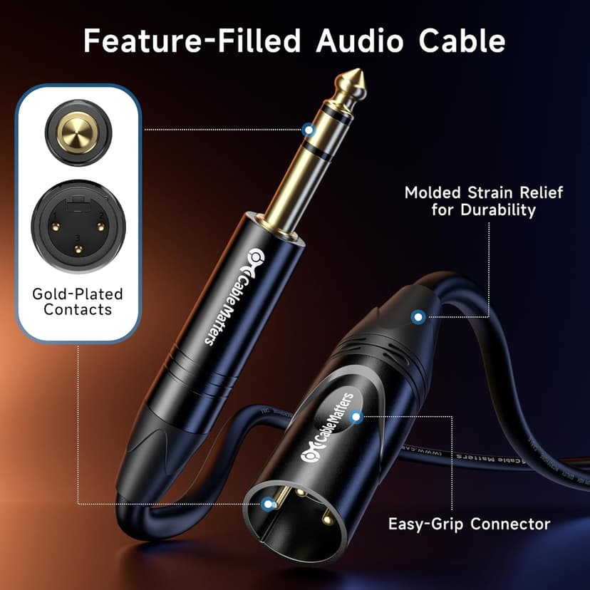 Cable Matters 6.35mm (1/4 Inch) TRS to XLR Cable - 6ft, Male to Male XLR to TRS Cable, Black - Not for Microphone Use