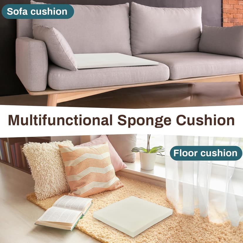 Frienda 4 Pack 1" x 18" x 18" Upholstery High Density Foam Cushion Seat Replacement Square Cut to Size Foam Couch for Patio Furniture Commercial Dinning Chair Couches Benches Padding DIY Projects