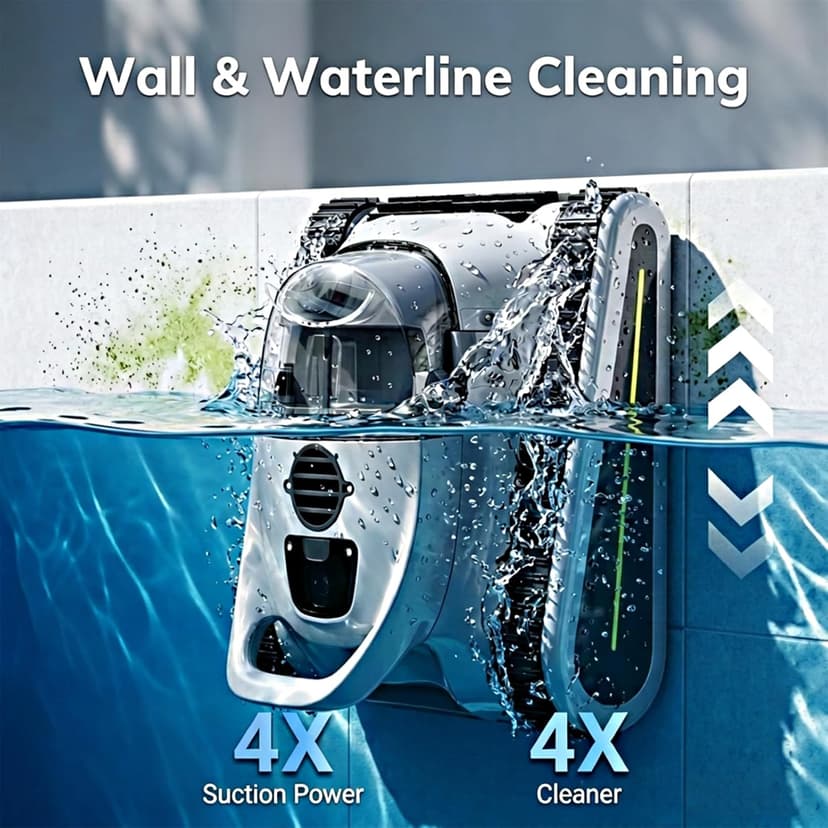 Cordless Robotic Pool Cleaner - Automatic Pool Vacuum Robot for Inground&Above Ground Pools, Wall&Waterline Climbing, Smart Navigation, 180mins Runtime, APP Control, Dual Filtration, Powerful Suction
