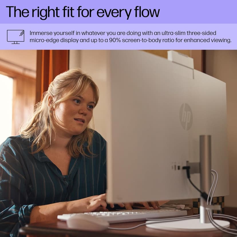 HP 27 inch All-in-One Desktop PC, FHD Display, AMD Ryzen 7 7730U, 32 GB RAM, 1 TB SSD, AMD Radeon Graphics, Windows 11 Home, 27-cr0012 (2024)