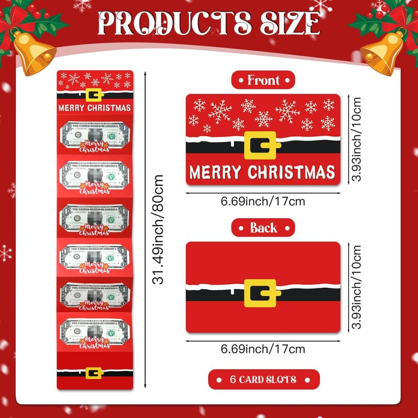 6-Slot each Bill & Gift Card Holder for Xmas Gifts, Xmas Money Holder for Cash Gift Ideas 6Pcs Christmas Money Holders Cards Booklet for Christmas Cash Gifts B0FMJNJ1T2