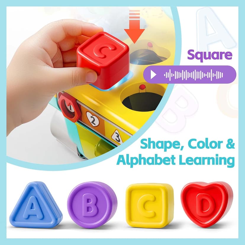 Infant Shape Sorter Activity, Kid Pounding Game, Toddler Learning Toy, 1st Birthday Gift 12 18 24 Month Girl Age One 1 2 3 Yr iPlay, iLearn Toddler Musical Workbench Toy, 1 Year Boy Gift, Baby Tool Set B0CWNGN5V2